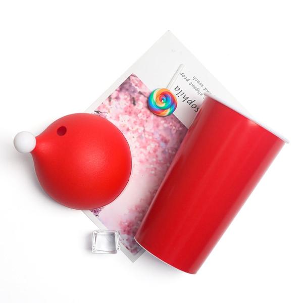 Customized Logo Acceptable Red Santa Hat Tumbler 20 oz Reusable Plastic Cup for Gifts