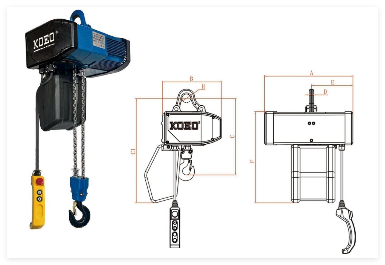 380V Heavy Duty Electric Chain Hoist DAT Alloy 5 Ton Electric Hoist 3 Phase 6m