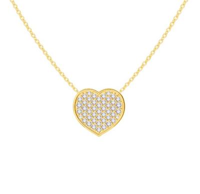 18 Chain Length Round Cut Diamond 925 Sterling Silver Heart Pendant Necklace for Women