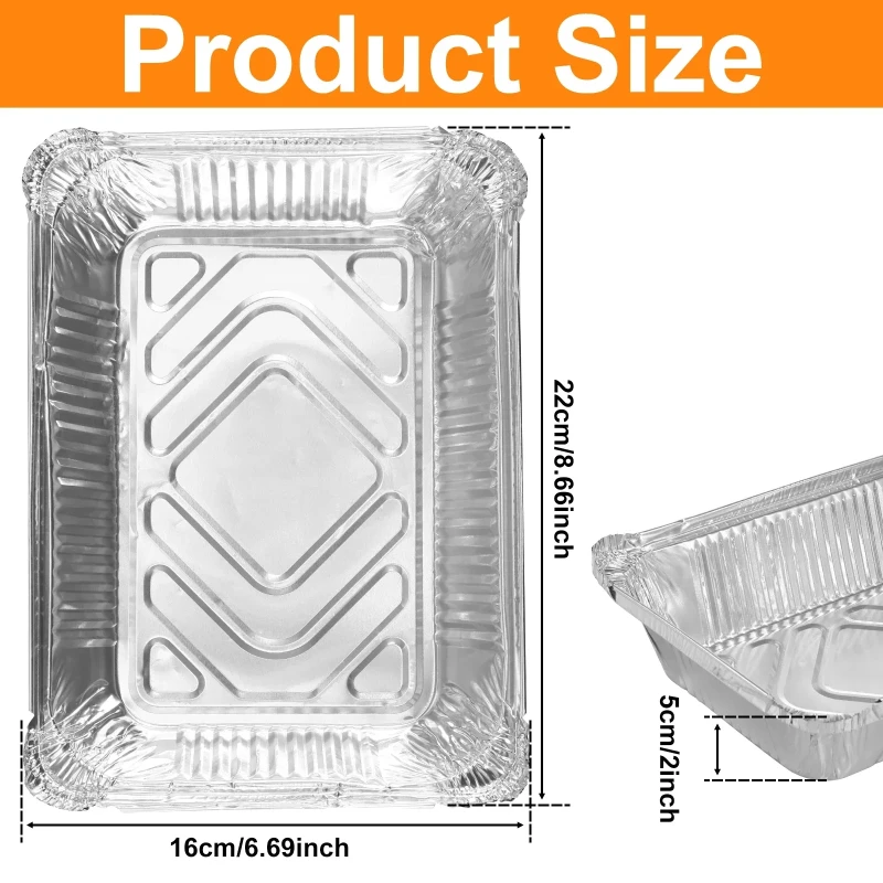 50/100Pcs Aluminum Foil Trays for Double Basket Air Fryers Food Grade Baking Pans