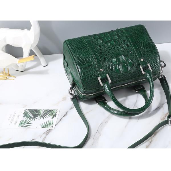 Fashion Lady Purse Genuine Crocodile Leather Women's Small Boston Bag Exotic Real Alligator Skin Female Zipper Handbag