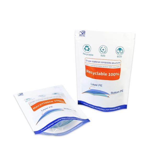 Eco Friendly Recycling Bags Plastic Durable Recyclable Stand Up Pouches Pe/pe Bag