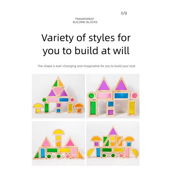 Montessori Wooden Toys Rainbow Sensory Stacking Blocks Acrylic Building Blocks for Kids