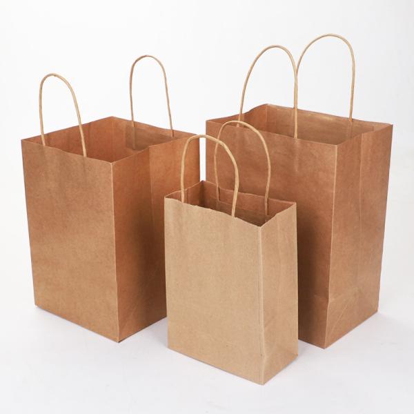 Wholesales Custom Logo Printed Cheap Recycled Take Away Food Packaging Shopping Brown Paper Bag With Twisted/Flat Handle