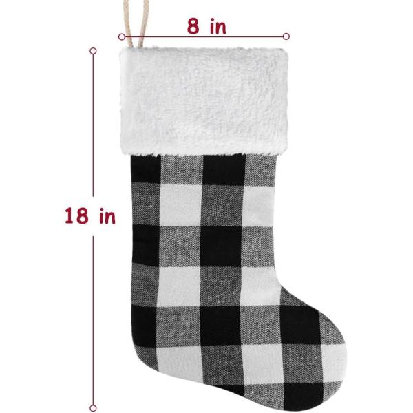 Chirstmas Stockings 4 Pack 18 Inch, Large Buffalo Plaid Xmas Stockings with Faux Fur Cuff