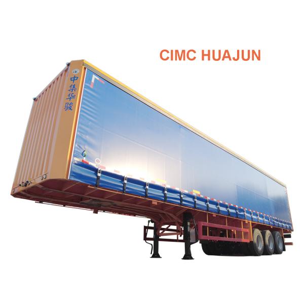 Green Transport Utility Dry Van Truck Trailer with Cage CIMC HUAJUN Customers Optional