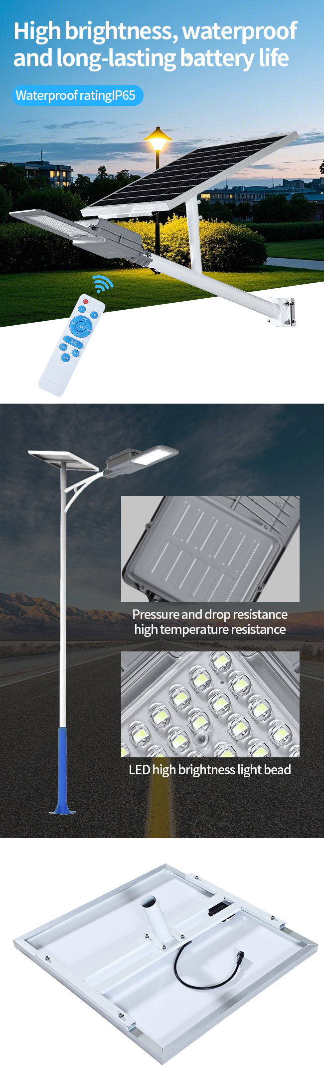 100 LEDs Off-Grid Solar Road Light, IP65 Aluminum Solar Lamp with Motion Sensor for Outdoor Projects