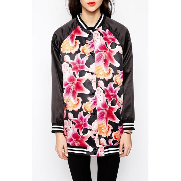 Women Floral Bomber Jacket
