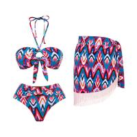 Biquíni de 3 peças de nylon, roupa de banho de praia, piscina de verão.