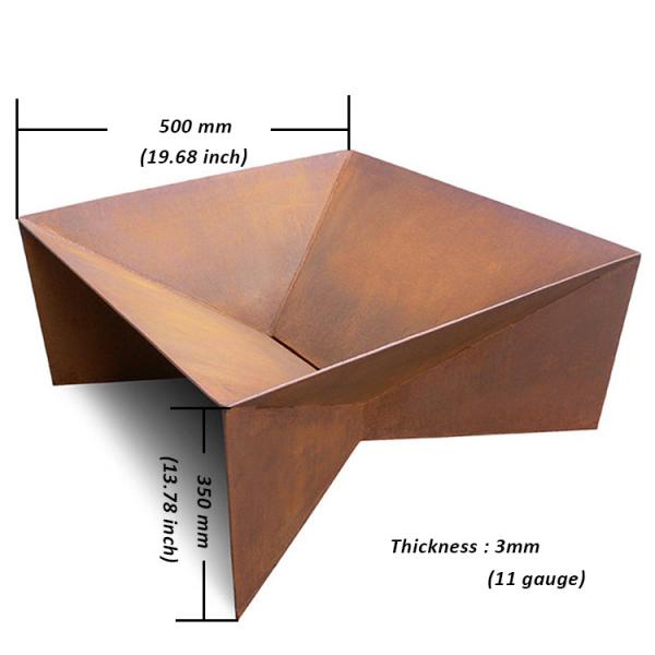 Wood Burning Corten Steel Metal Garden Fire Pit & BBQ