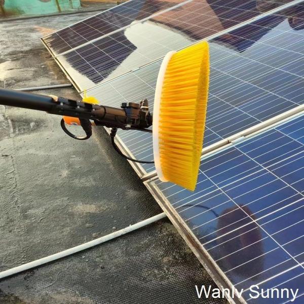 Pincel giratório semiautomático Wanlv Sunny Single Head para limpeza de painéis solares Certificado CE e 3,5 metros de pólo de alimentação de água ajustável