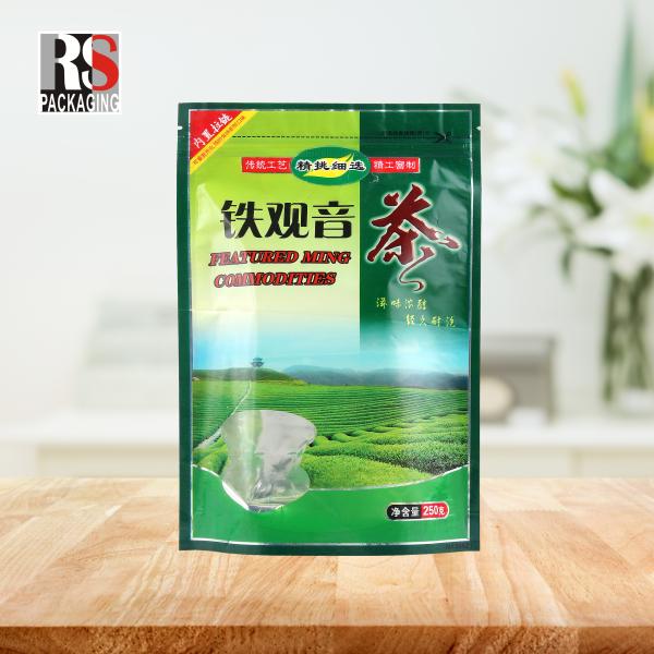 Gravure Printing Mylar Laminated Poly Bag 3 Layers Resealable For Tea Packaging