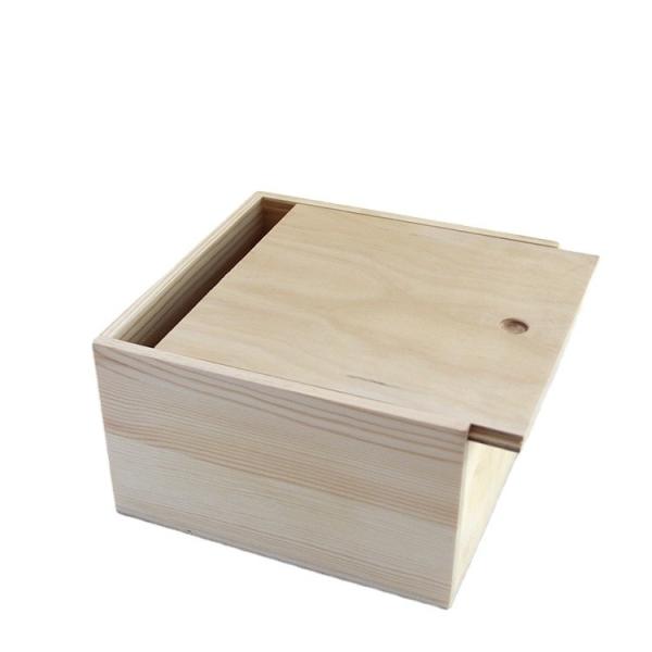 Large Light Weight Unfinished Wood Box with Slide Lid Natural Color Wood Type Plywood