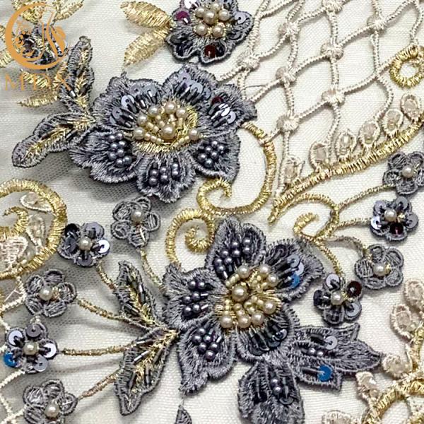 Multicolor ткань Applique 3D отбортовала шнурок вышивки для платья вечера