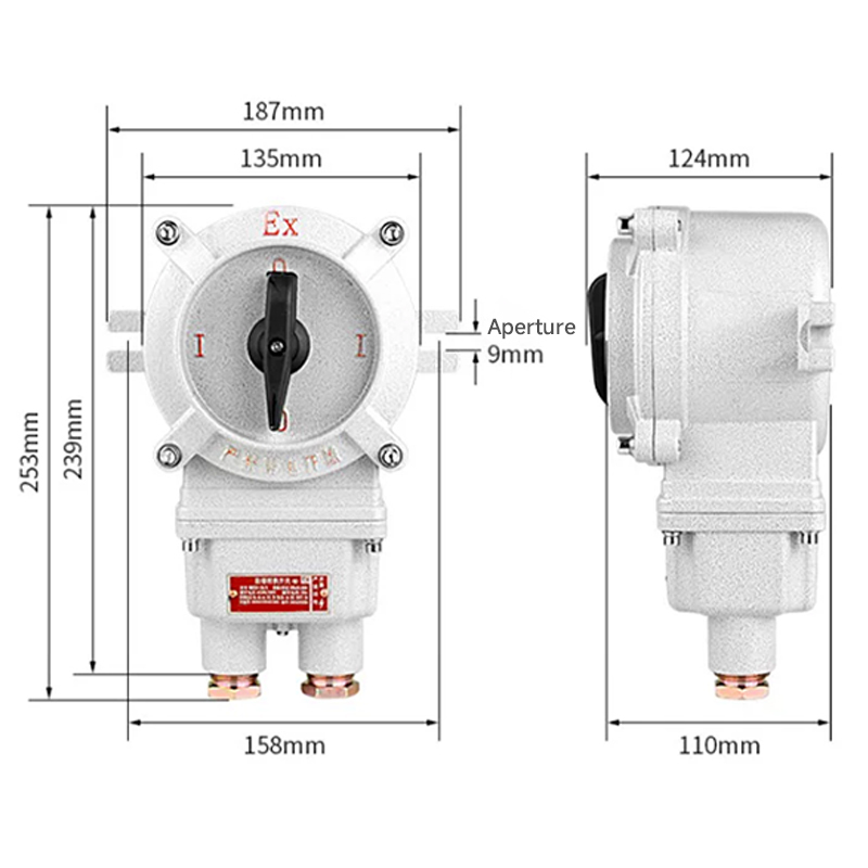 High Current 25A Aluminum Alloy Explosion Proof Rotary Changeover Switch Multiple Contact Configurations IP66 Ex Control Switch
