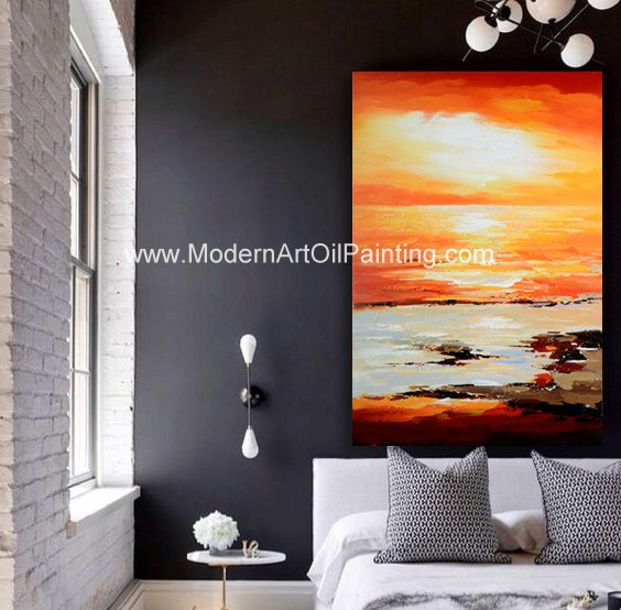 Абстрактное оранжевое оформление стены картины холста предусматриванное с тонким пластиковым слоем