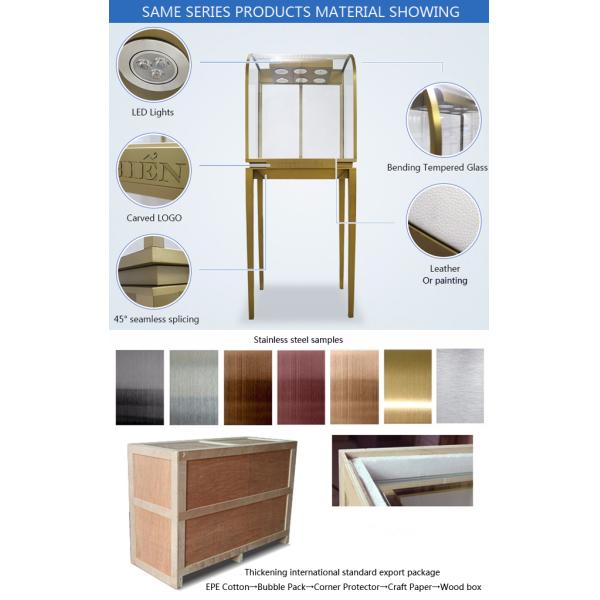 Factory manufacturers  design museum showcase with stainless steel tempered glass led lights