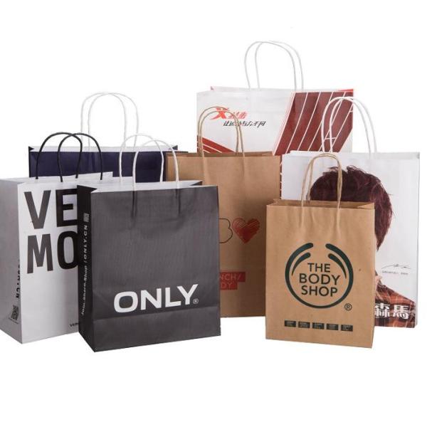 Eco Friendly Kraft Paper Twisted Handle Shopping Carrier Bag With Logo Printed
