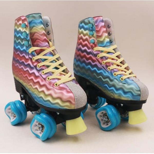 Colorful Ripple Design Kids Quad Roller Skate For Girls Women