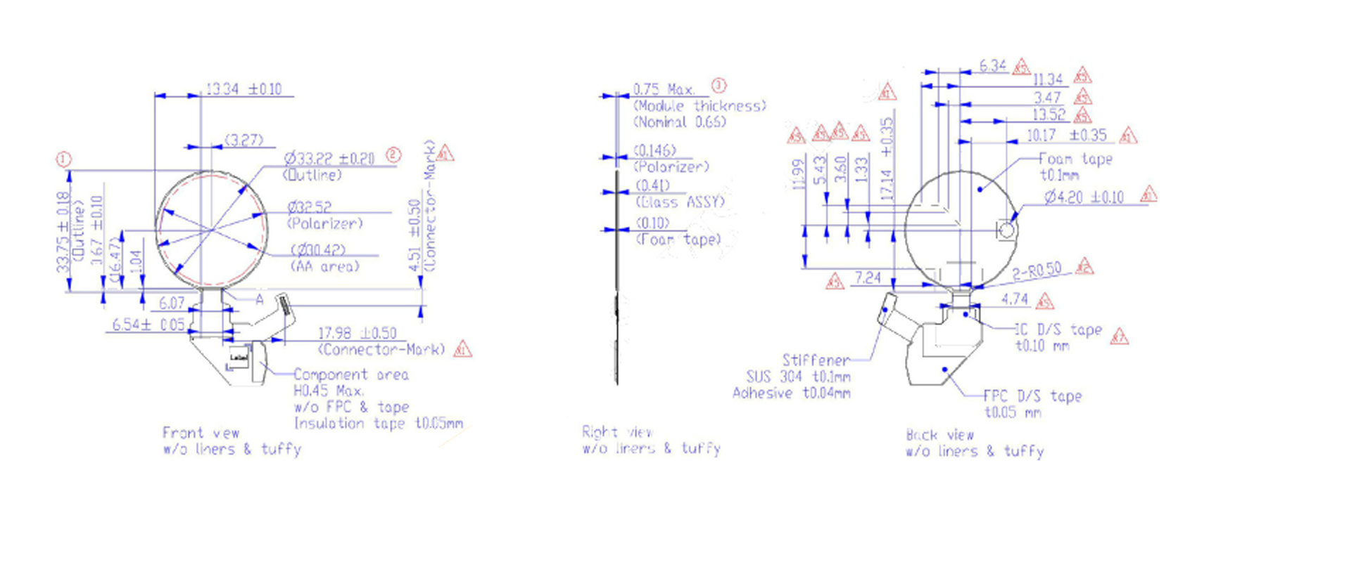 1.2 дюймовый круглый модуль дисплея OLED, разрешение 390x390, интерфейс Mipi IC W022