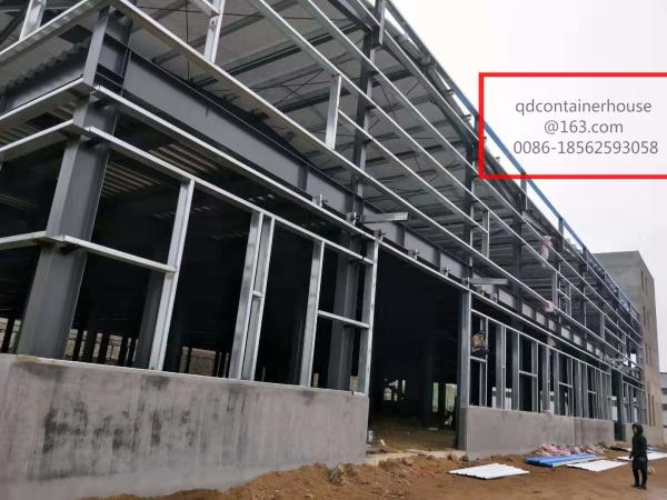 Hot Dip Galvanized Fireproof Steel Warehouse Construction With 2 Level Long Lifespan