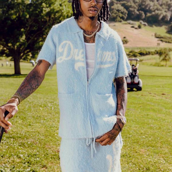 Summer Mohair Zip Up Short Set Traje de ejercicios que se ajusta Camisa de polo y pantalones cortos Color personalizado