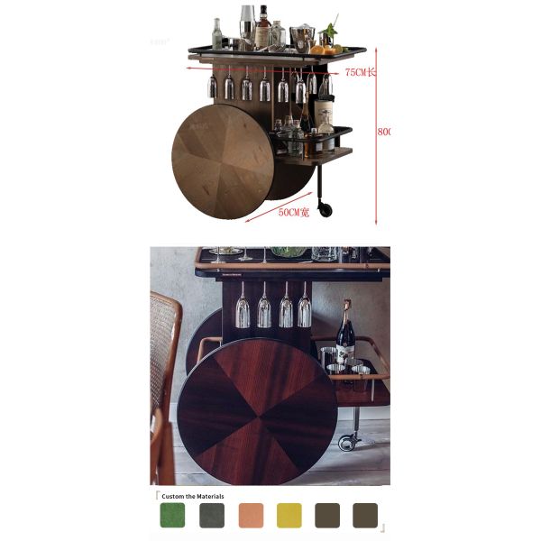 Metal and Wood Portable Food Serving Trolley Black Finished Iron Frame Wooden Cart for Home Hotel Restaurant Furniture