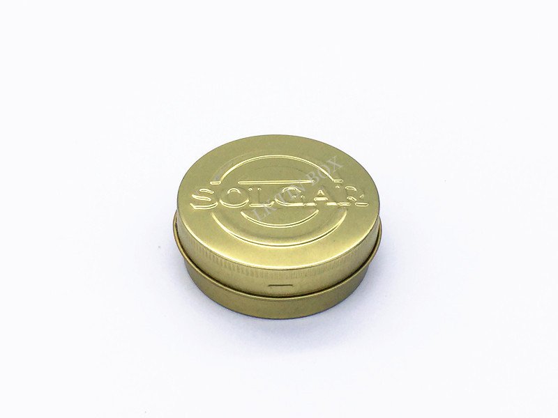 CMYK  Sugar Storage Container Metal Tin Box With Embossing On Lid