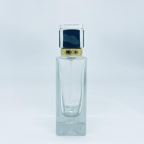 Glass Perfume Bottle 50ml Thick Square Perfume Bottle, High-End Bayonet Press Spray Bottle, Empty Cosmetic Bottle