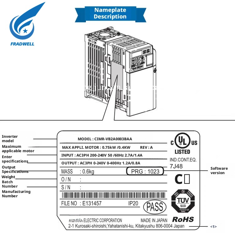 V1000 Vector Control Frequency Inverter 0.1kW-18.5kW Single Phase To Three Phase VFD