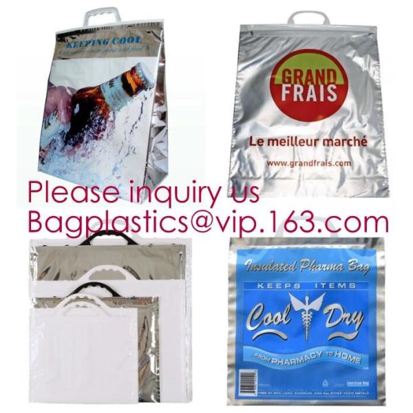 Custom Packing Aluminum Foil Zip-Lock Grocery Handle Thermal Insulation Cooler Bag For Outdoors,Promotional Insulated La