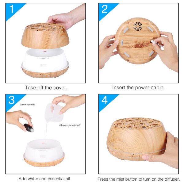 400ml Wood Grain Electric Smart Wifi Aroma Essential Oil Diffuser Ultrasonic Air Humidifier with Tuya APP Remote Control