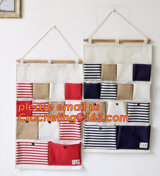 Cotton Canvas Wall Hanging Storage Bag, Canvas Linen Hanging Storage Bag, Household Canvas Cotton Hanging Wall Organizer