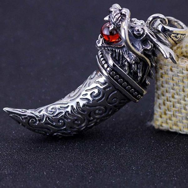 Retro Sterling Silver Necklace with Dragon Pendant for Mens Jewelry(XH051823W)