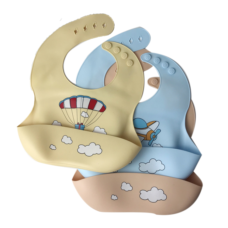 100% Food Grade Silicone Baby Bib Waterproof Soft Adjustable Infant Feeding Bib with Big Pocket Crumb Catcher for Baby