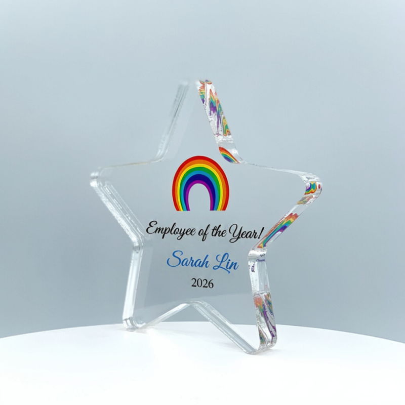 25mm Thick Star Acrylic Award Plaques Custom Crystal Perspex Trophies For Recognition Achievement