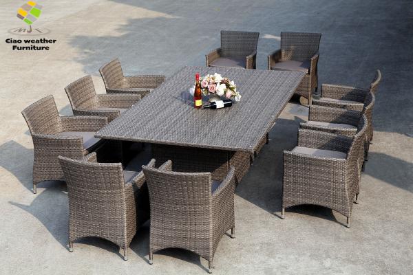 10-Person Garden Aluminum Outdoor Dining Furniture Patio Chairs and Table Comfortable for Storage Closet