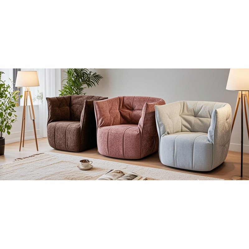 Modern Single Seat Synthetic Fabric Couch Set Square Compressed Sofa Sponge Filling for Apartment Living Room Home Furniture