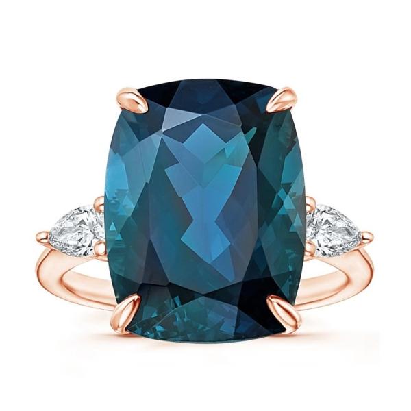 Soiree London Blue Topaz And CZ Cocktail Engagement Ring Jewelry Certificated