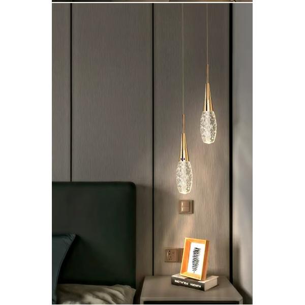 46 largas gotas de agua del poste de cristal escalera de lujo luz lámpara de araña larga sencilla nórdica lámpara de araña larga villa sala de estar hueca creativa doble red giratoria lámpara de araña de restaurante rojo