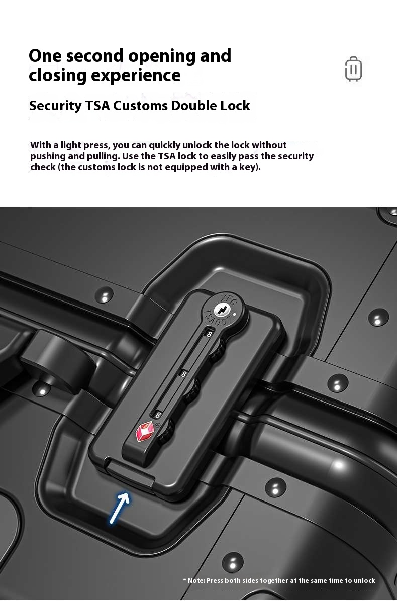 Unisex 18-Inch All Aluminum Alloy Trolley Case Spinner Caster Wheel TSA Lock Waterproof Small Business Boarding Suitcase for