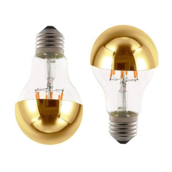 Half Chrome Plating A60 6W Warm White 2700K LED Filament Retro Bulb for E27 Base Type