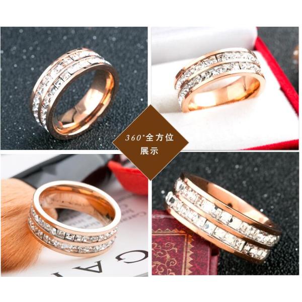 Double Ring Diamond Ring Stainless Steel Rose Gold Rings Women or Lady Rings