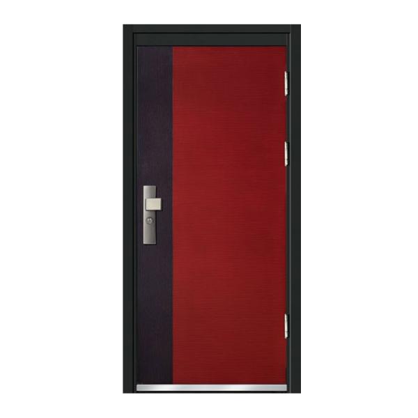 Factory Direct Sales Wood Grain Steel Main Gate Design Double Fire Door with Smart Lock