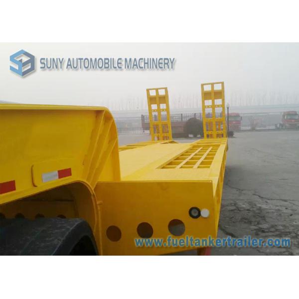 3 Axle 100 Ton Low Bed Semi Trailer Heavy Duty Flatbed Trailer With Manual Ramp
