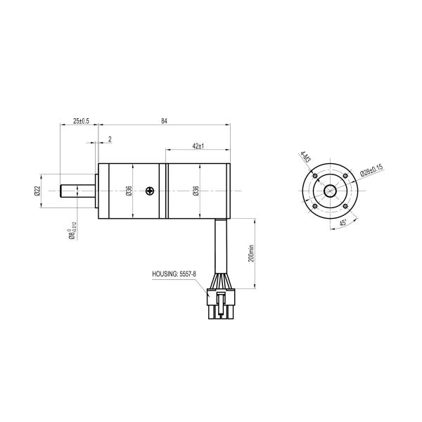 NEMA 14 24v 36mm мотора небольшой коробки передач безщеточный 2 Nm