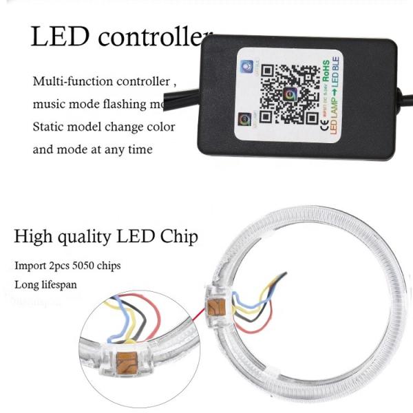 DRL RGB Halo Rings Car Interior Led Ambient Lights CCFL Angel Devil Eyes 80mm 95mm 105mm 110mm