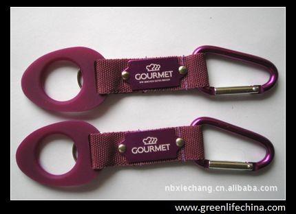 Outdoor travel camping aluminum carabiner water bottle rubber holder buckle purple color