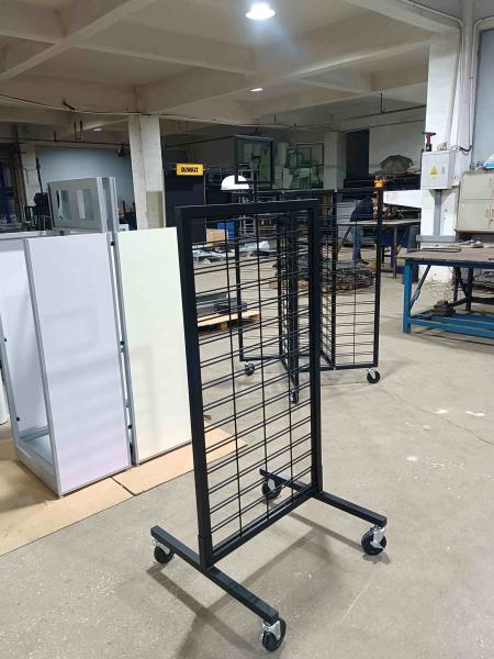 2 Way Mobile Display Rack Gridwall Panel Display Stand High Durability