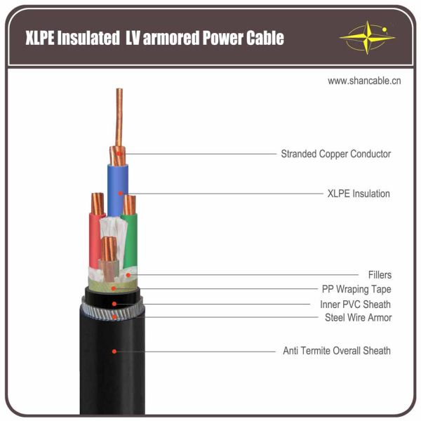 0.6 / 1kV Low Voltage KEMA 4 Core Copper Xlpe Insulation Cable Electrical Cable